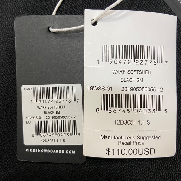 Ride Snowboard Warp Softshell Black Sweatshirt Mens Small - Picture 12 of 12